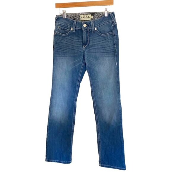 Ariat R.E.A.L Mid Rise Stretch Tulip Stackable Straight Leg Jean 27S - Picture 2 of 6